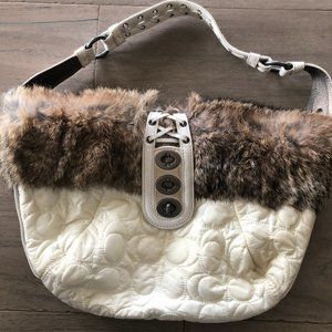Coach Quilted Bag With Rabbit Fur Trim